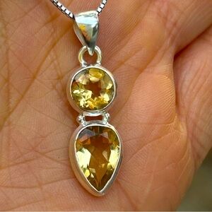 Genuine natural citrine pedant Sterling silver 925